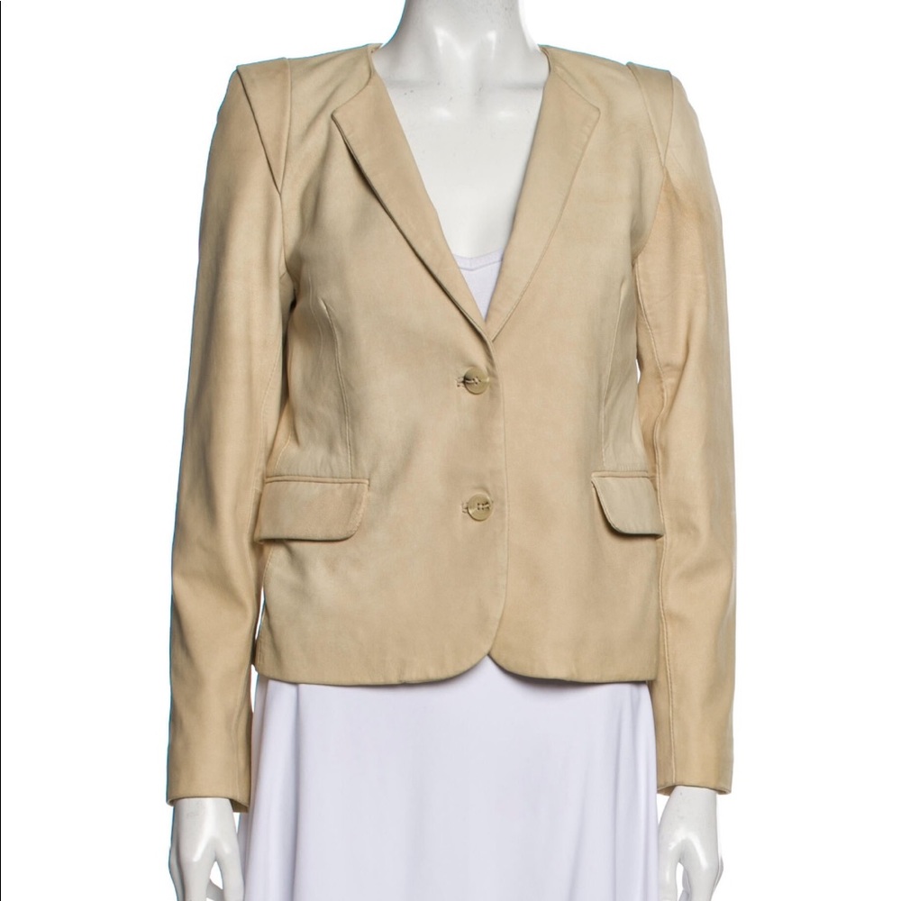 Sandro beige leather blazer